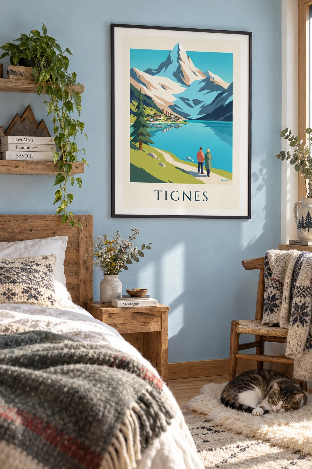 Tignes lake and snowy Grande Motte peaks poster on the wall