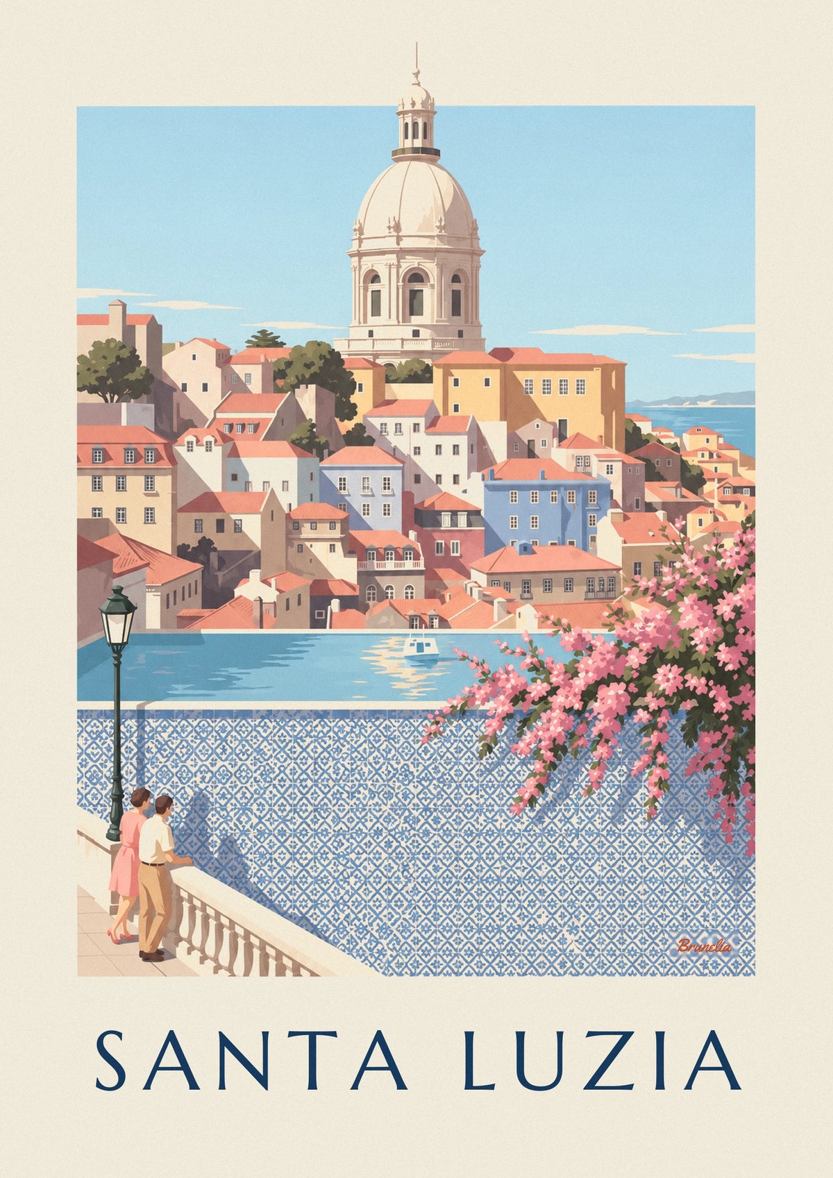 Affiche miradouro de Santa Luzia et ses azulejos à Lisbonne