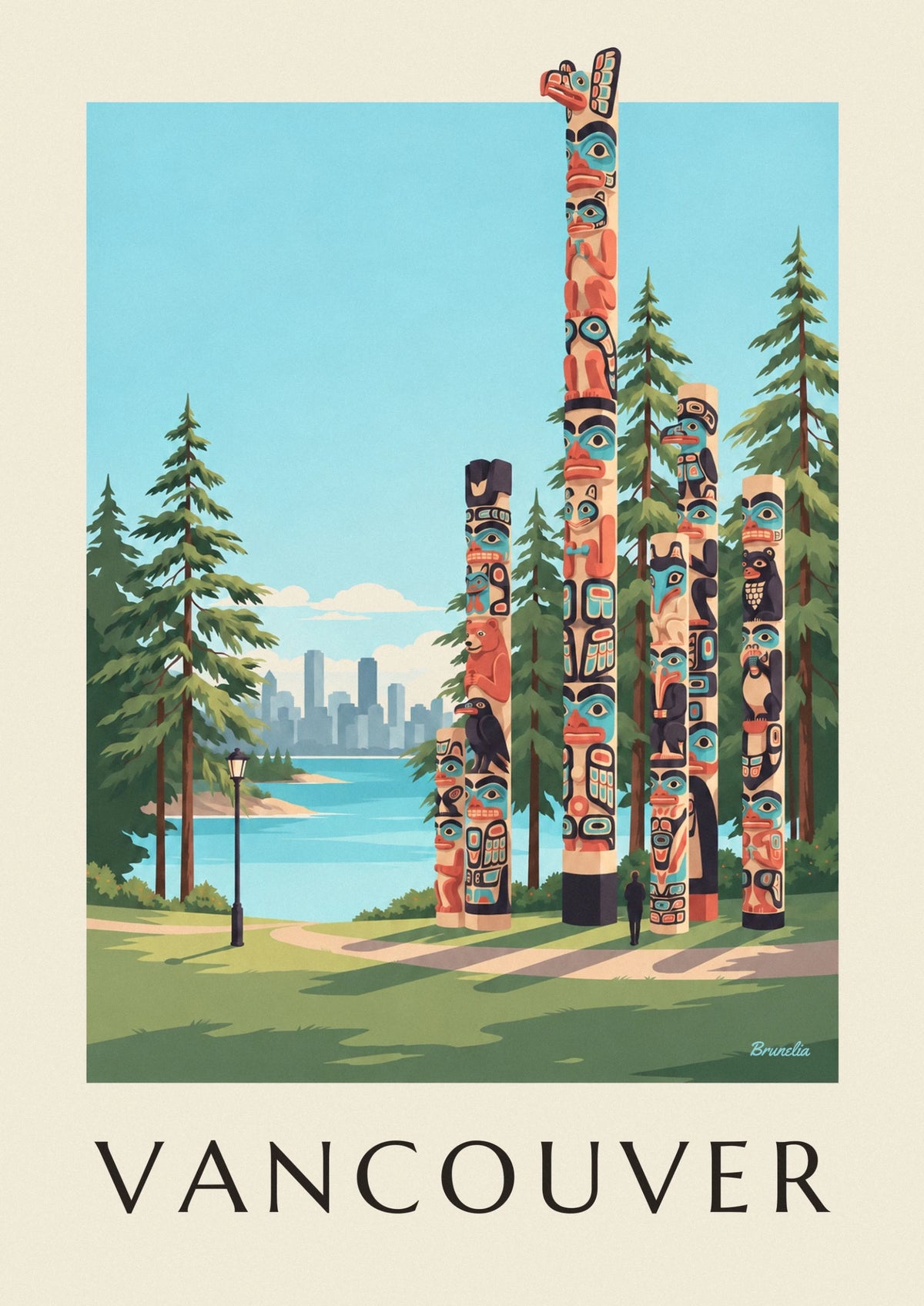 Vancouver Stanley Park totem poles poster