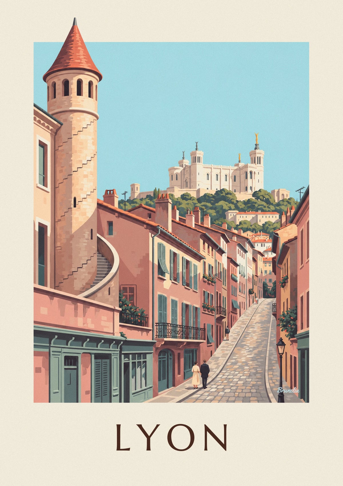 Affiche façades Renaissance du Vieux Lyon et Fourvière