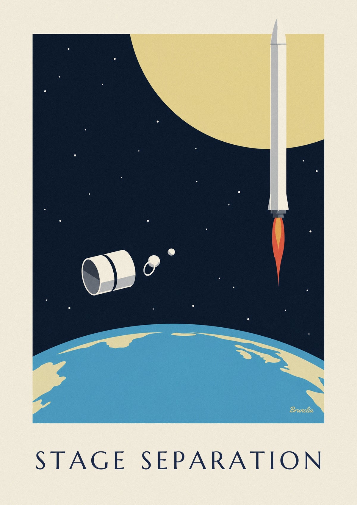 Rocket stage separation above Earth poster