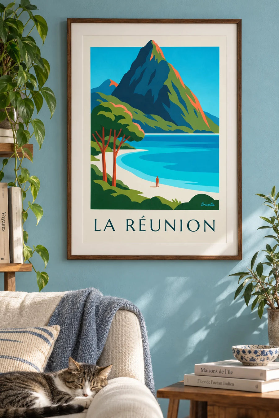 Poster lagune en Piton des Neiges op La Réunion: ingelijst aan de muur