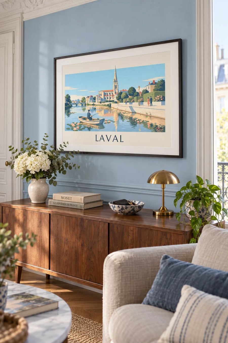 Mayenne and Avesnières Basilica in Laval poster: framed on the wall