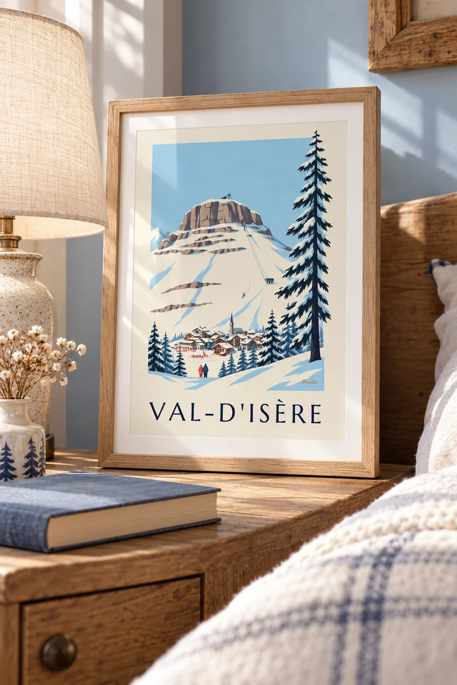 Poster Face de Bellevarde en olympische afdaling in Val-d'Isère: klein formaat A4 ingelijst