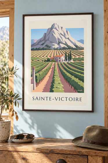 Poster of Mont Sainte-Victoire and Provence vineyards: framed on the wall