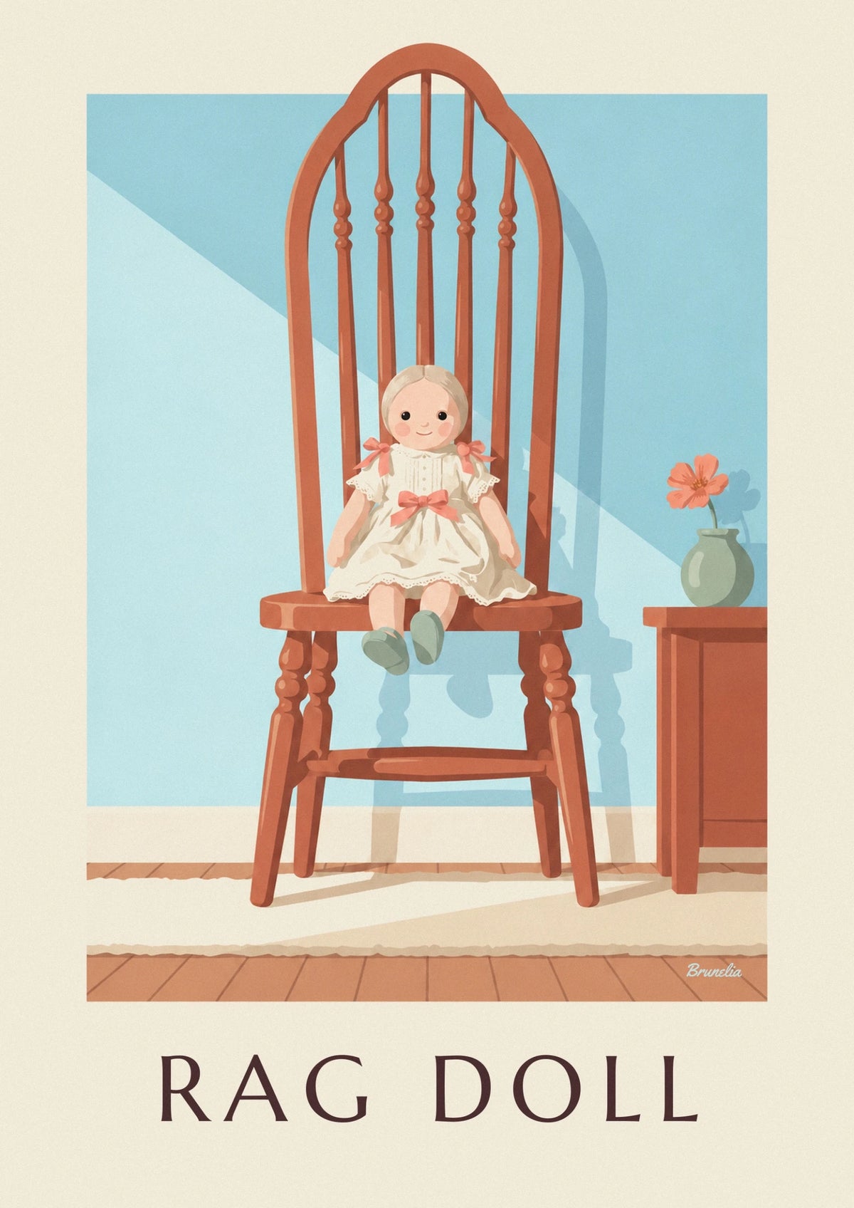 Rag doll on a child’s chair poster