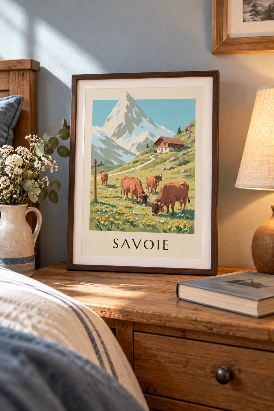 Poster Tarentaiskoeien op de alpenweiden van de Savoie: klein formaat A4 ingelijst