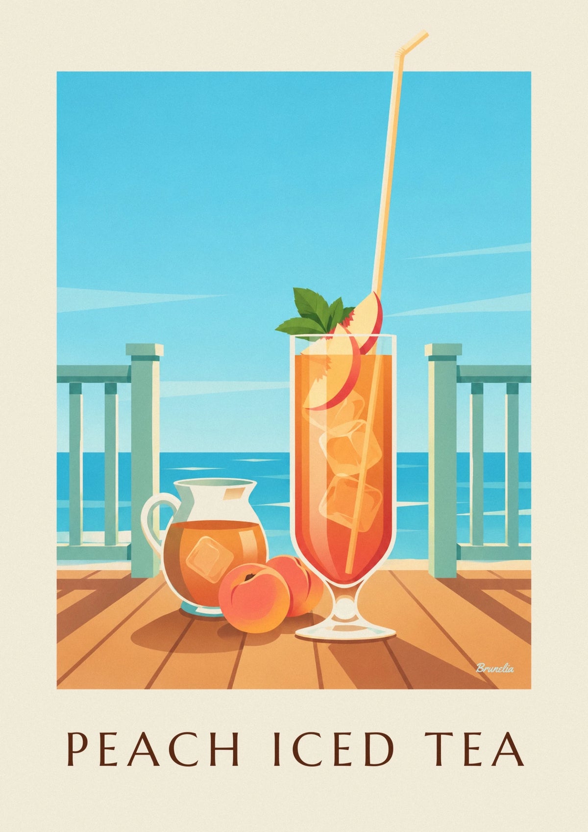 Peach iced tea on a sunny porch poster